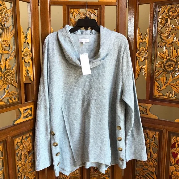 New Directions Cowl Neck Long Sleeve Sweater - Picture 1 of 8